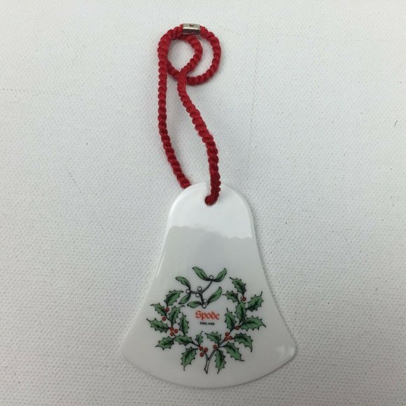 Vtg Spode Bell Shaped Flat Bone China Christmas Tree Ornament England Box - Picture 5 of 6